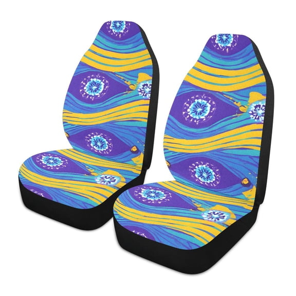 Yellow Line Pattern Car Seat Covers Front Seats Universal Fit for Sedan SUV Truck Van