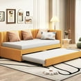 thumbnail image 1 of Yellow Linen Twin Daybed With Trundle, Stable Build, No Box Spring Needed Fabric Upholstered Functional Size Bed, 1 of 7