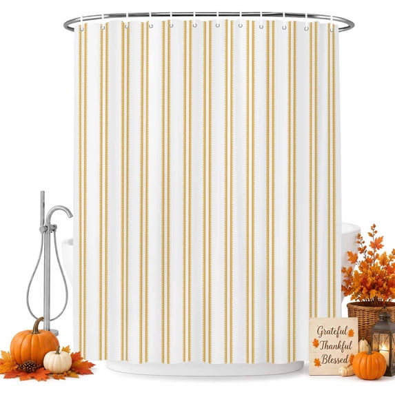 Yellow Lines Shower Curtain, Waterproof Shower Curtains for Bathroom, Modern Vertical Striped Vintage Minimalist Washable Fabric Bathtub Curtain Set Bath Decor with 12 Hooks Standard 72"x72"