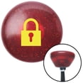 thumbnail image 1 of Yellow Lock Symbol Red Retro Metal Flake Shift Knob with M16 x 1.5 Insert Shifter, 1 of 1