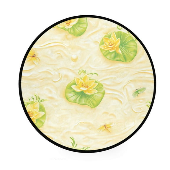Yellow Lotus Garden Memory Foam Bath Mat 36" Absorbent Rug with Non Slip Base and 4 Bonus Pads