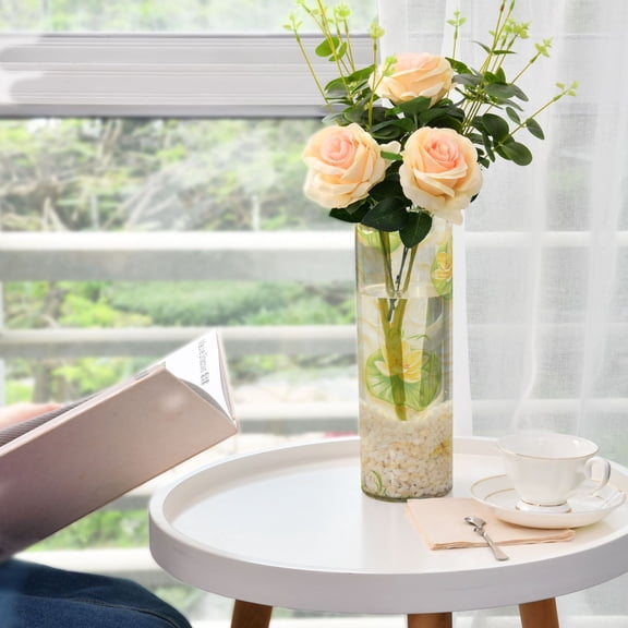 Yellow Lotus Garden Plastic Vase 11.8'' x 3.9'' Transparent Non Breakable Decorative for Family