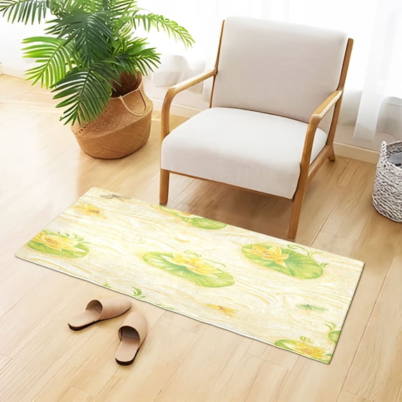 Yellow Lotus Garden Plush Absorbent Bath Mat Non Slip TPR Backing 39"x20" Soft Durable