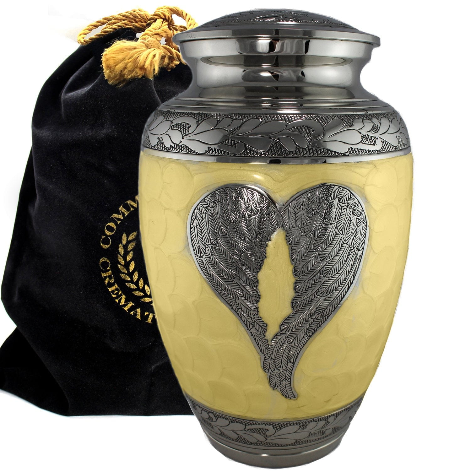 Yellow Loving Angel Urns for Cremation Ashes Large Urn XL or Small Keepsake Urns for Adult Cremation Ashes & Urns for Human Ashes for Home or Burial Cremation Urns