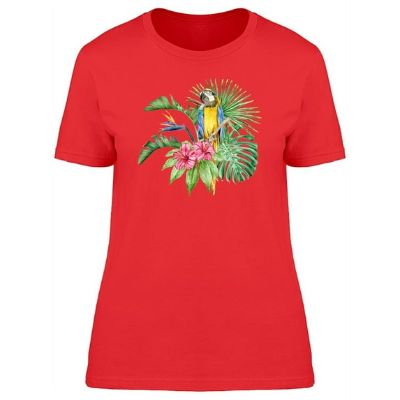 Yellow Macaw And Tropical Leaves Tee Women's -Image by Shutterstock