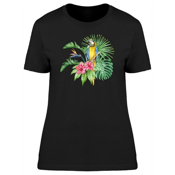 Yellow Macaw And Tropical Leaves Tee Women's -Image by Shutterstock