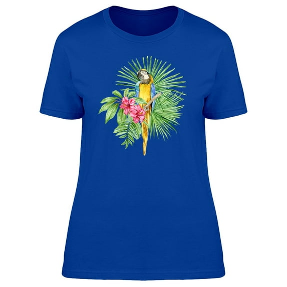 Yellow Macaw On Jungle Leaves Tee Women's -Image by Shutterstock