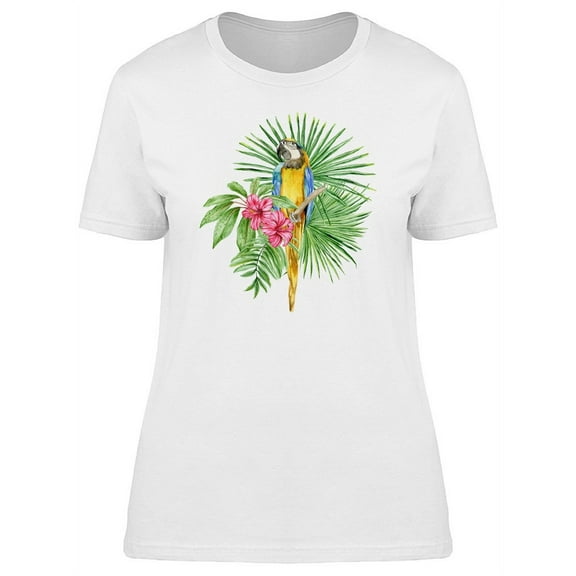 Yellow Macaw On Jungle Leaves Tee Women's -Image by Shutterstock