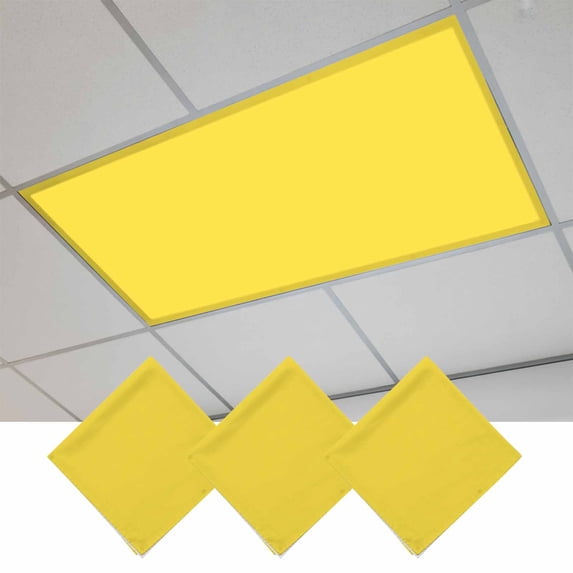 Yellow Magnetic Fluorescent Light Covers for Ceiling Lights 2 x 4 Feet, Pure Yellow Office Classroom Kitchen Drop Ceiling Light Covers Lighting Filters Shade Panel 3 Packs
