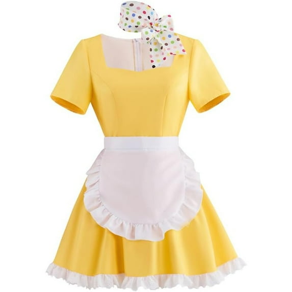 Yellow Maid Dress with Apron & Scarf -  Anime Convention and Stage Performance Dress