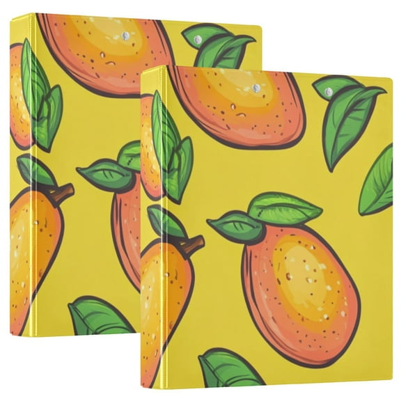 Yellow Mangos 3 Ring Binders 1.5 inch Hardcover File Folders with Interior Pockets A4 Size Organizer for School Office Hospital