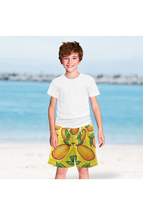 Yellow Mangos Boys Swim Trunks Boardshorts Swimsuit Quick Dry Board Shorts Bathing Suit 2-12T
