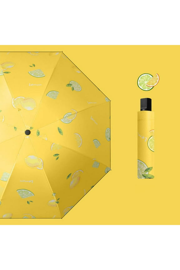 Yellow Manual Folding Umbrella UV Protection Sun Rain Compact Umbrella