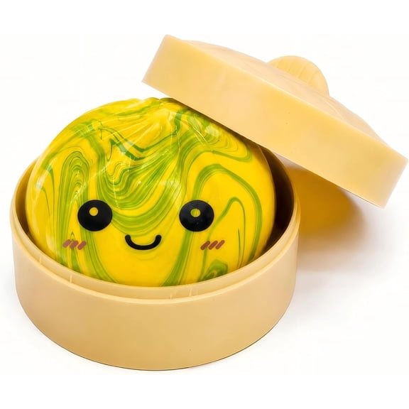 Yellow Marble Design Mystery Dumpling Squishies With Steamer Box Collectible Steamed Bun Stress Relief Set With Gift Packaging For Anxiety Relief And Focus