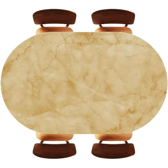 Yellow Marble Texture Background Blank Oval Fitted Table Cloths Elastic Edge Easy to Clean, Oblong Tablecloth for Home Decor, Fits 48"x68" Oval Tables, Style08