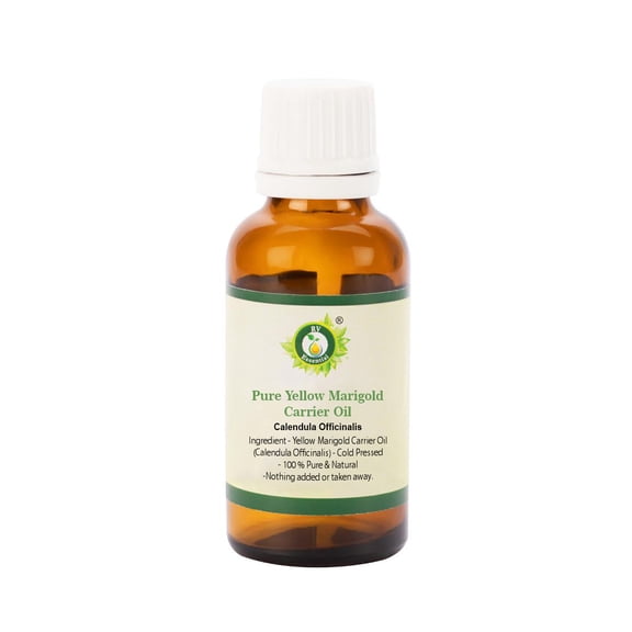 Yellow Marigold Oil Calendula Officinalis For Eyes Moisturizes Skin Fights Acne Anti Aging Reduces Scars For Hair Pure Natural Cold Pressed 15ml 0.507oz By R V Essential