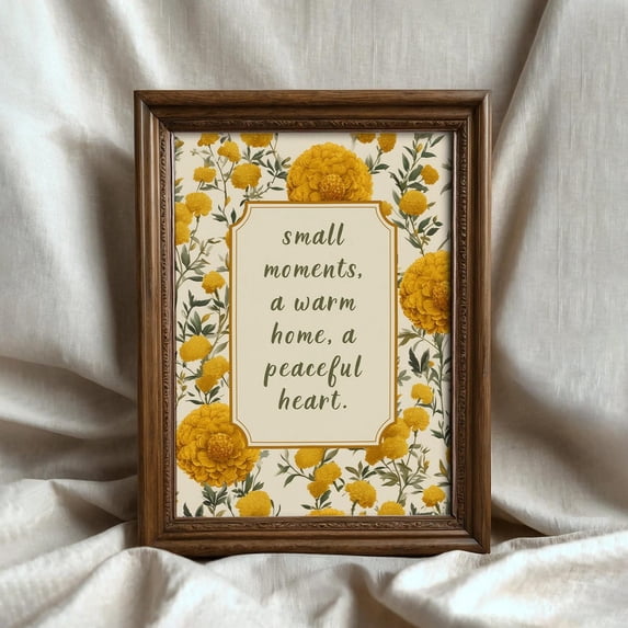 Yellow Marigold Rustic Floral Wall Art, Unframed Paper Print Size 8x12