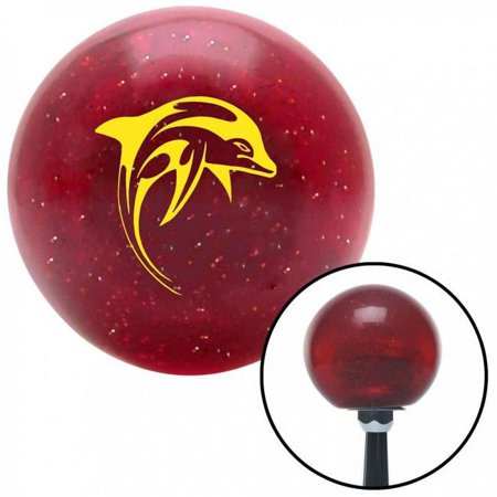 Yellow Marine Dolphin No.2 Red Metal Flake Shift Knob with M16 x 1.5 Insert Shifter