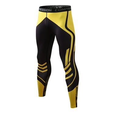 Yellow Mens Simple Exercise Tight Running Stretch Basketball Base Training Pants Fitness Pants Pants