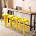 thumbnail image 1 of 24" Metal Bar Stools Set of 4, Counter Height Stackable Backless Stools, Square Seat, Up to 300 lbs Weight Capacity, Indoor Outdoor Use ( Yellow ), 1 of 8