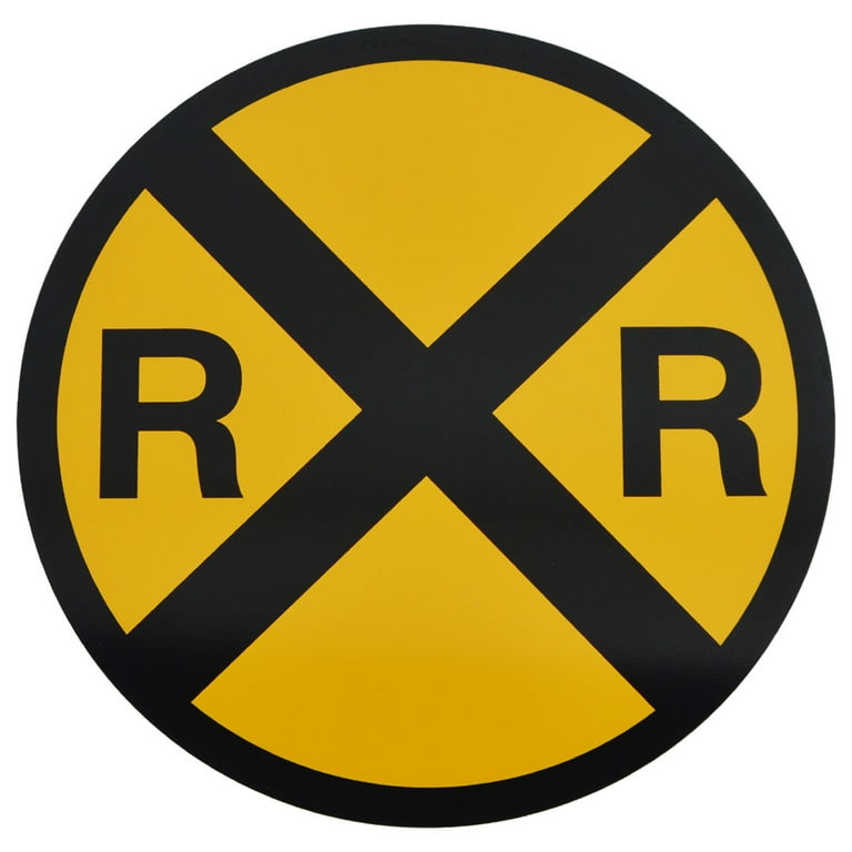 Yellow Caution Railroad Crossing Metal Street Sign Yellow Caution Railroad Crossing Metal Street Sign