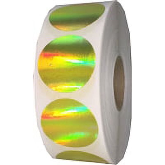 Yellow Metalized Circle Dot Stickers | 1" Inch Round | 500 Pack