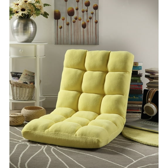 Yellow Microplush Recliner Chair - Foam Filling, Steel Tube Frame, Armless