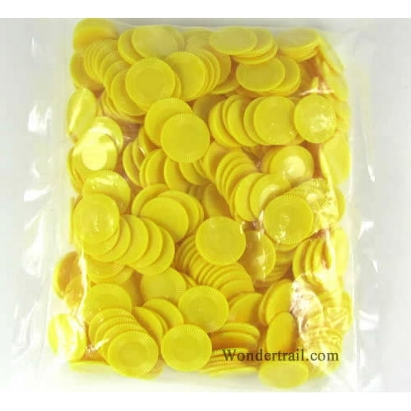 Yellow Mini Poker Chips Plastic 7/8in Bulk Approx. 500 Koplow Games