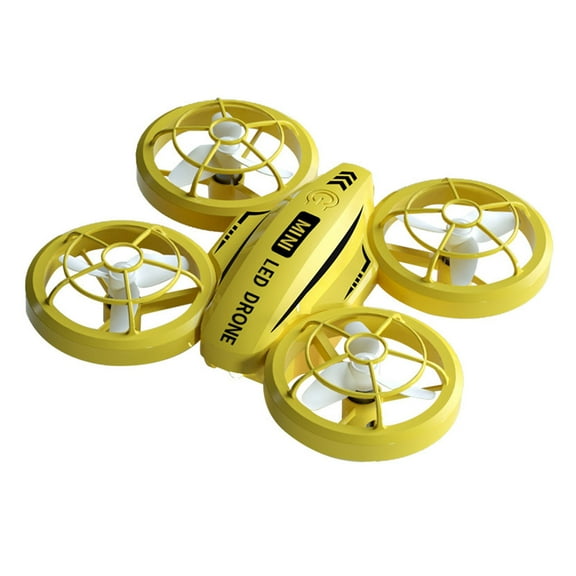 Yellow Mini Remote Control Drone For Children Led Lights Quadcopter Headless Mode 360 Flip Flying Toy Beginner Friendly
