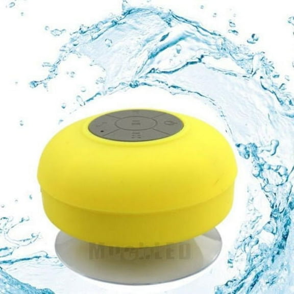 Yellow Mini Waterproof Bluetooth 3.0 Shower Speaker Soundworx, Handsfree Portable Speaker phone with Built-in Mic