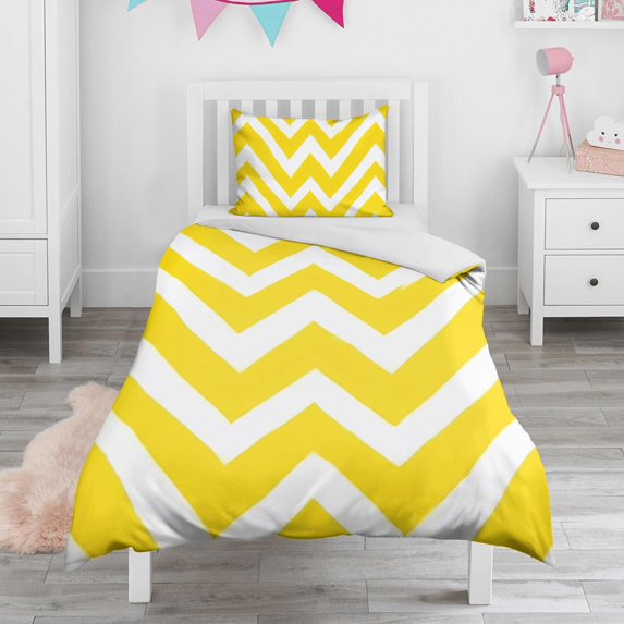 Yellow Modern Art Geometric Duvet Cover and Pillowcase Set for Single Bedding, Bedroom Accessories for Kids Teens