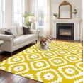 thumbnail image 1 of Yellow Modern Geometric Area Rugs 5x7 ft Abstract Square Washable Rug Non Slip Indoor Carpet Absorbent Floor Mat for Living Room Bedroom Dining Room, 1 of 9