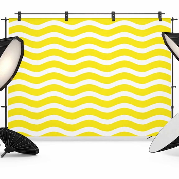 Yellow Moire Backdrop for Photography, Fabric Photo Background Backdrop, Water Ripple Stripe Farmhouse Photo Booth Background for Portrait Photoshoot Video Wedding Studio Decoration Banner 7x5ft