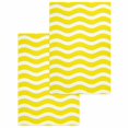 thumbnail image 1 of Yellow Moire Kitchen Dish Towels for Drying Dishes Set of 2, Water Ripple Stripe Farmhouse Waffle Weave Microfiber Hand Tea Bathroom Towels Quick Dry & Absorbent Towel 15.7x23.6, 1 of 7
