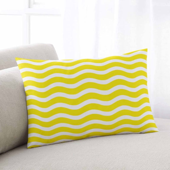 Yellow Moire Throw Pillow Covers, Water Ripple Stripe Farmhouse Soft Breathable Pillow Cases with Invisible Zipper for Sleeping, Standard Pillowcases for Couch Bed Sofa Chair 20x26 Inches