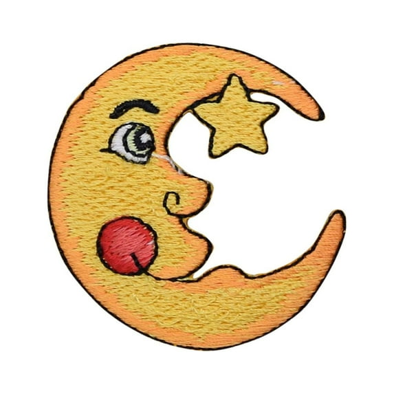 Yellow Moon/Star - Man in the Moon - Iron On Applique/Embroidered Patch