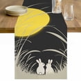 thumbnail image 1 of Yellow Moonlight Table Runner - 60 Inch Long Modern Rustic Rabbits Botanical Cotton and Linen Blended Dress Scarves Farmhouse Table Runner for Kitchen Dining, Coffee Table, 13" x 60", 1 of 8