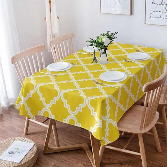 Yellow Moroccan Geometric Checks Table Cloth Waterproof Dining Tablecloth Kitchen Decorative Coffee Cuisine Party Table Cover