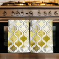 thumbnail image 1 of Yellow Morocco Kitchen Towels Set of 1, Retro Grey Foil Painting Grunge Tribal Absorbent Dish Towels for Kitchen, Microfiber Hand Towel, Quick Drying Tea Towel for Cleaning Decorative Dishcloths, 1 of 7