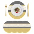thumbnail image 1 of Yellow Morocco Round 13 Inch Placemats Set of 4, Geometric Grey Stripes Modern HeatResistant Non Slip Place Mats for Dining Table, Wipeable Braided Kitchen Table Mats for Housewarming, 1 of 9