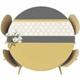 thumbnail image 1 of Yellow Morocco Round Tablecloth, Fitted Table Cover with Elastic for 36"-44" Round Tables, Geometric Grey Stripes Modern Table Cloth Outdoor Indoor Dinning Party Waterproof Tablecloths, 1 of 7