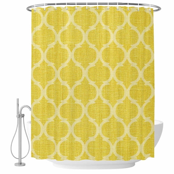 Yellow Morocco Shower Curtain, Waterproof Shower Curtains for Bathroom, Bohemia Nation Abstract Geometric Motifs Washable Fabric Bathtub Curtain Set Bath Decor with 12 Hooks Stall 36"x72"
