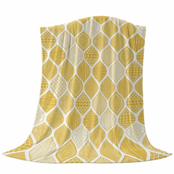 Yellow Morocco Textures Throw Flannel Blanket Striped Plaid Watercolors Abstract Super Soft Cozy Bed Blanket, Lightweight Plush Fuzzy Bed Throw for Bedroom Sofa Couch Living Room 40x50In,