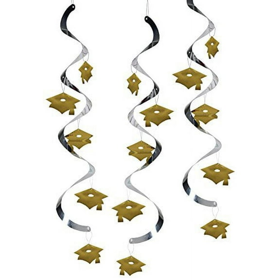 Yellow Mortarboard Dizzy Danglers, 5 Pk