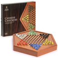 Yellow Mountain Imports Wooden Chinese Checkers Halma Board Game Set