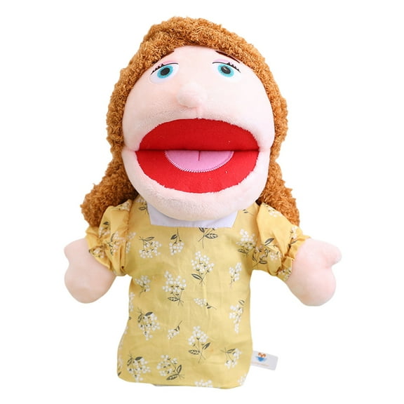 Yellow Movable Mouth Plush Puppet Character Toy For Interactive Role Play Parent Child Fun Soft Cloth Hand Doll