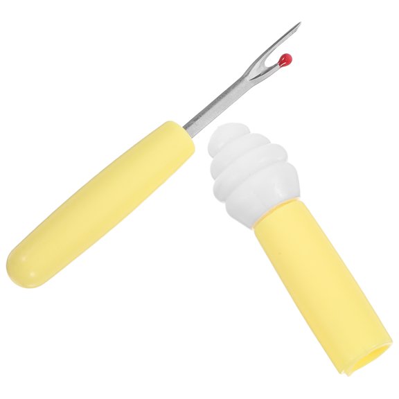 Yellow Multi-Functional Seam and Thread Remover Tool with Ergonomic Comfortable Grip Handle for Sewing Projects