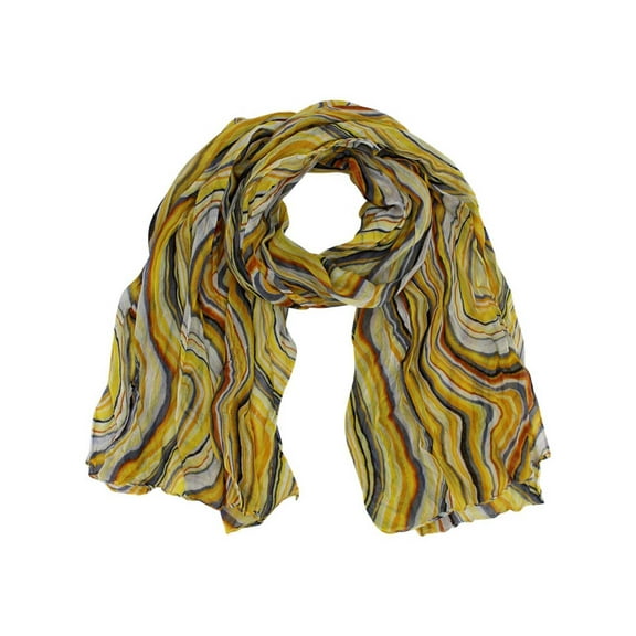 Yellow Multicolor Swirl Print Light Scarf