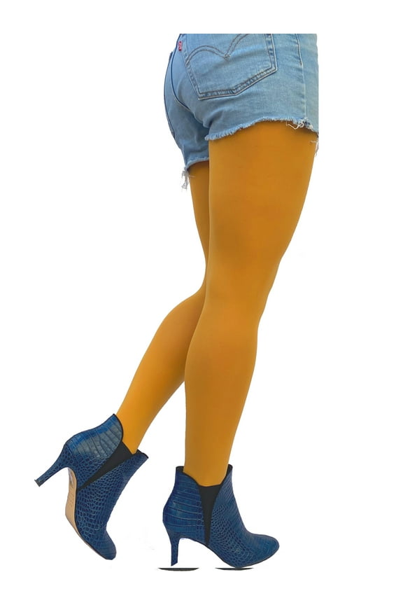 Yellow Mustard Opaque Tights Plus Size for Women - from XL to 5XL