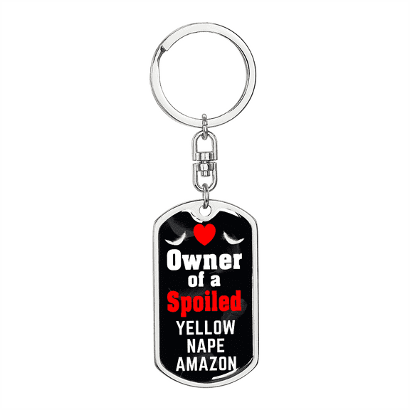Yellow Nape Amazon Bird Stainless Steel or 18k Gold Premium Swivel Dog Tag Keychain